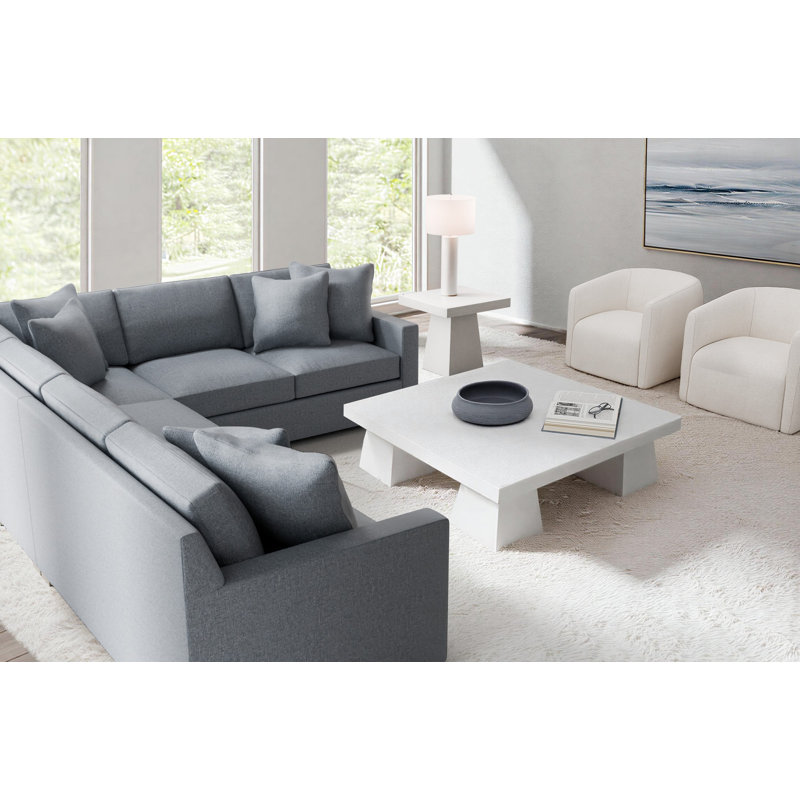 Kelsey Sectional, White/Cream Polyester