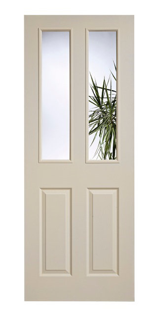 Textured 2P 2L Glazed Primed White Internal Door, 198.12 cm H x 83.82 cm W x 3.5 cm D