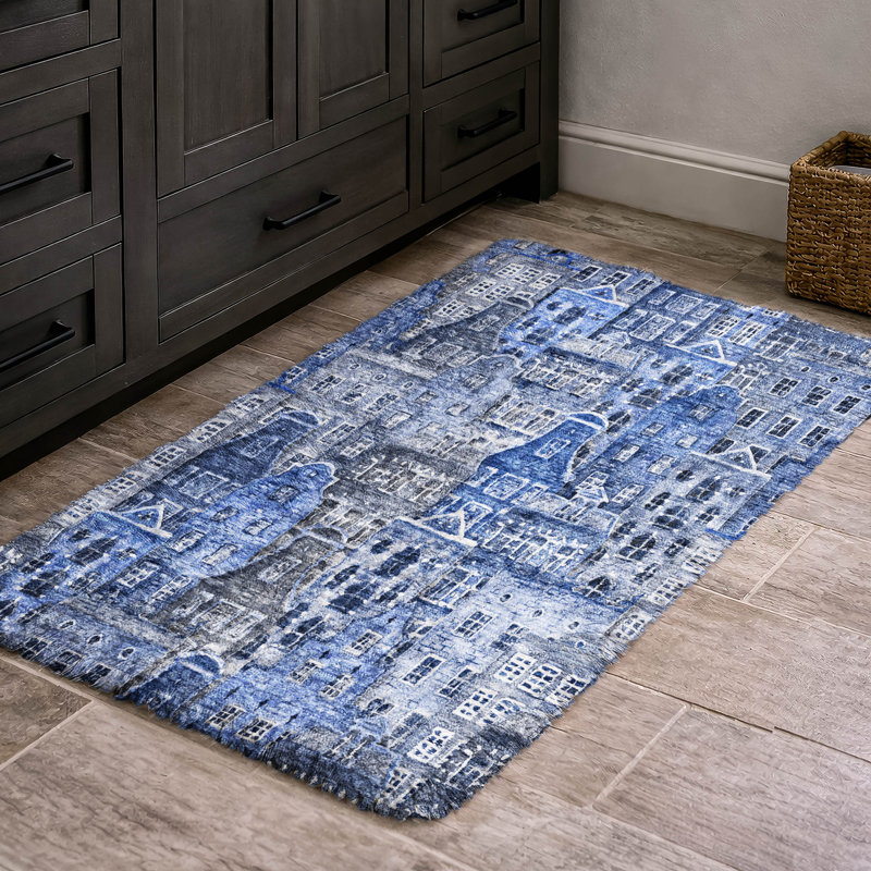 Tapis fantaisie de qualité supérieure lavable à la machine Dream ADS600, Blue, 1'8" x 2'6"