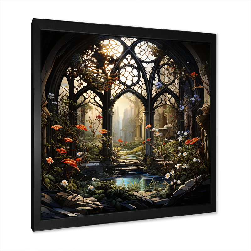 «Church Church», impression florale sur toile, H 16 po x l 16 po x P 1 po, Cadre simple noir