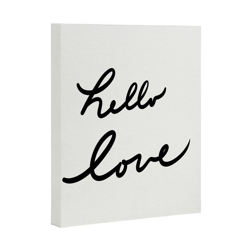 «Hello Love on White», art textuel, Toile, H 10 po x l 8 po x P 1 po