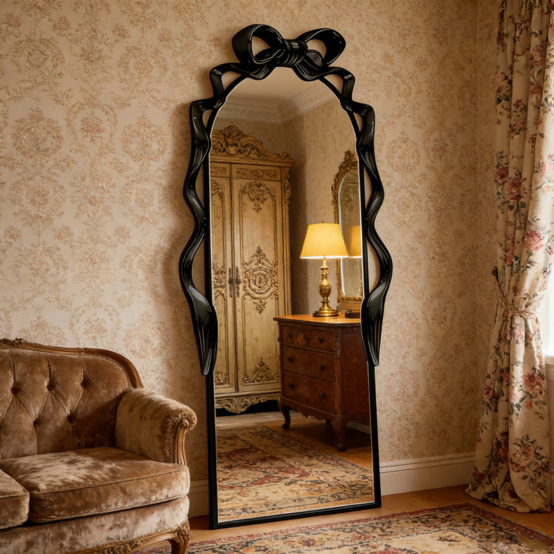 Miroir pleine grandeur en forme de nœud papillon irrégulier, H 62,99 po x l 23,62 po x P 1,18 po