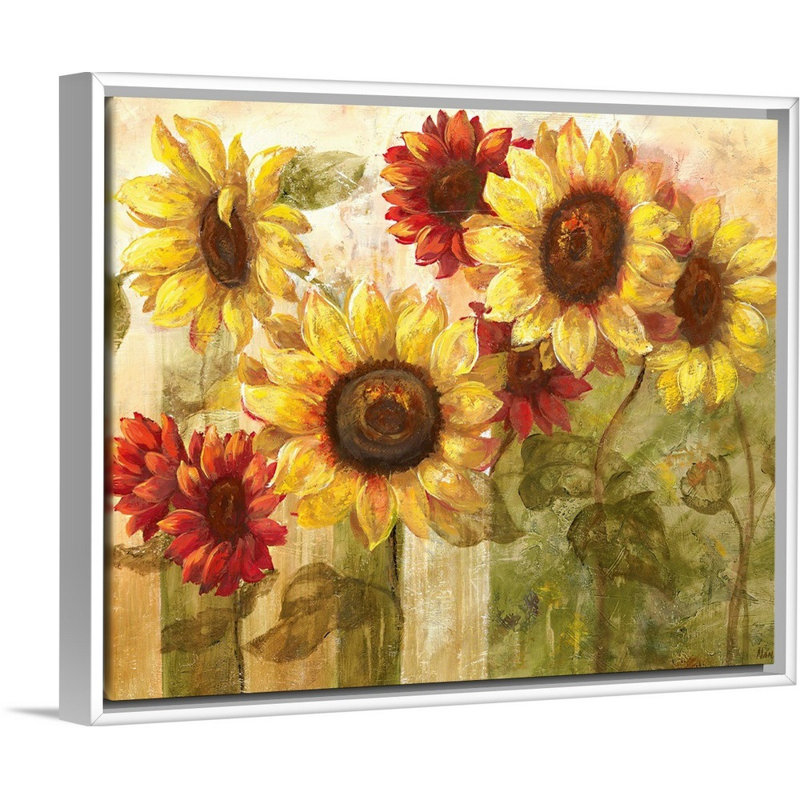 «Sunflower's Delight», art mural sur toile, H 40 po x l 32 po x P 1,75 po, Cadre blanc