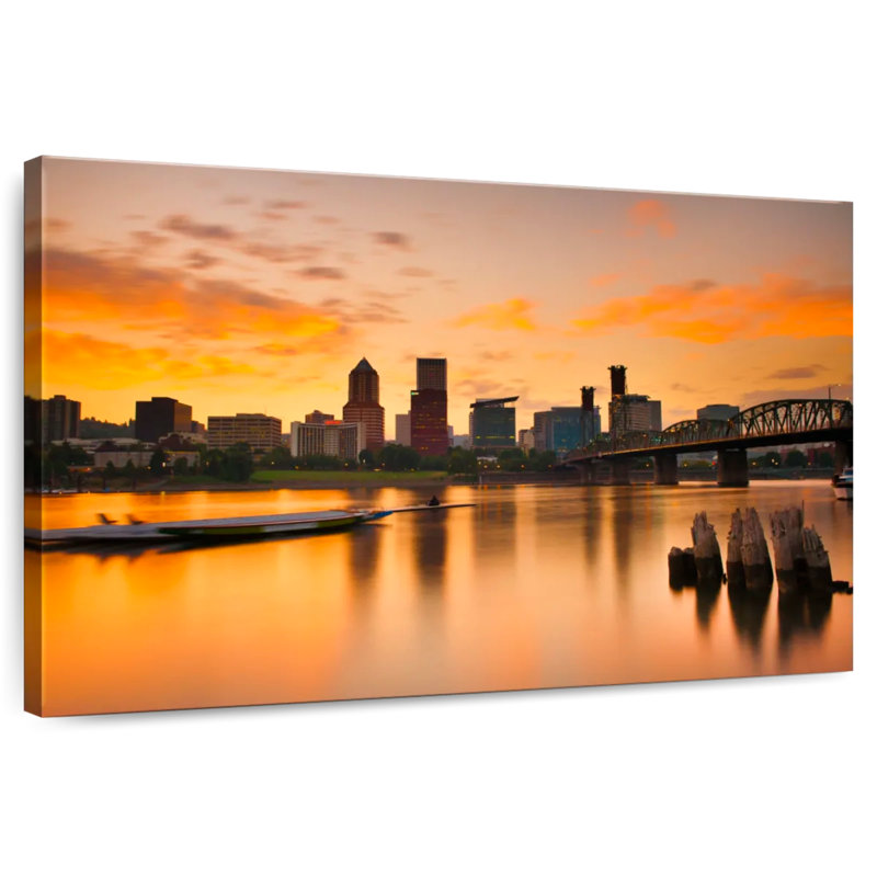 Portland Sunset Skyline, 30" H x 45" W
