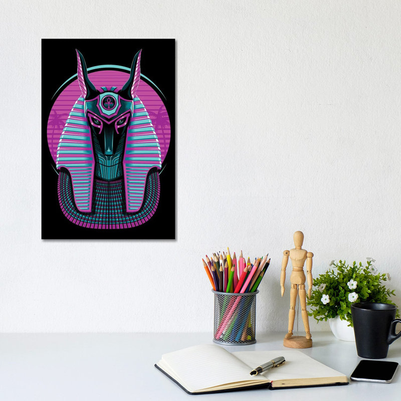 Retro Egyptian Pharaoh by Alberto Perez - Wrapped Canvas Print, 30.48cm H x 20.32cm W x 1.91cm D