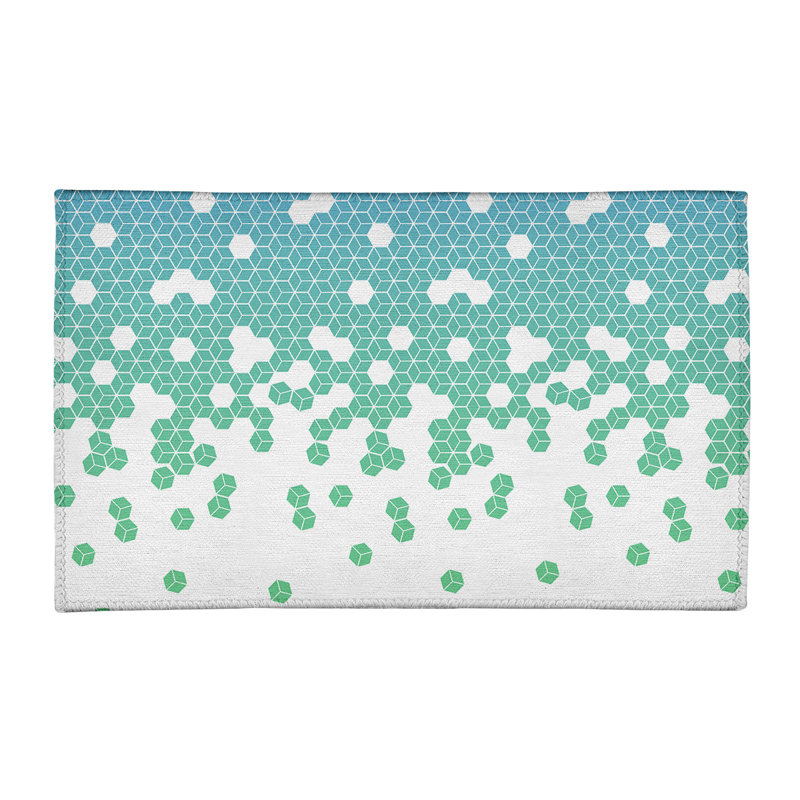 Tapis à cubes bleu/blanc culbuté, Rectangle 3 pi x 5 pi