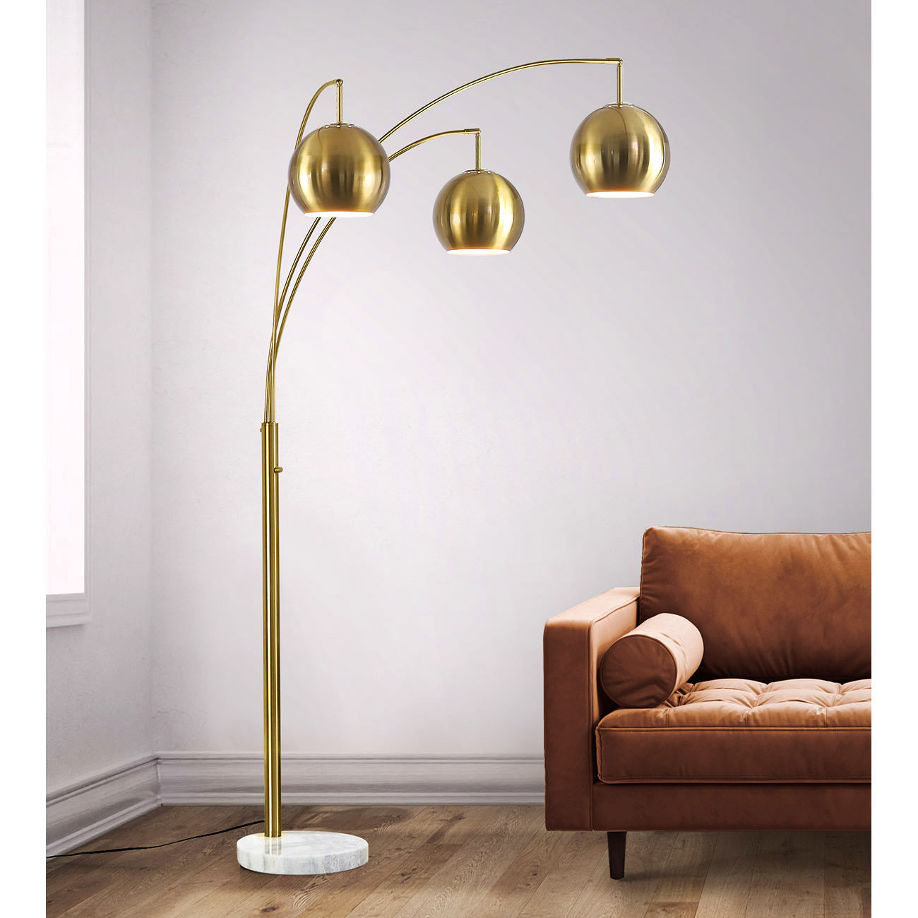 Mercer41 Eddo 84"H Metal Globe 3-Lights LED Dimmable Arch Floor Lamp With LED Vintage Bulbs-Antique Brass & Reviews | Wayfair