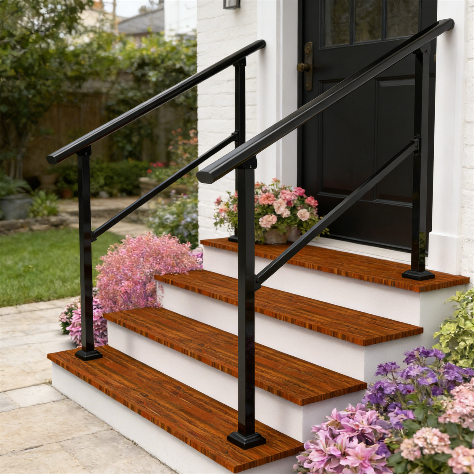 Nari Home Furni 2 Pack Outdoor Step Handrails, Outdoor Step Handrails