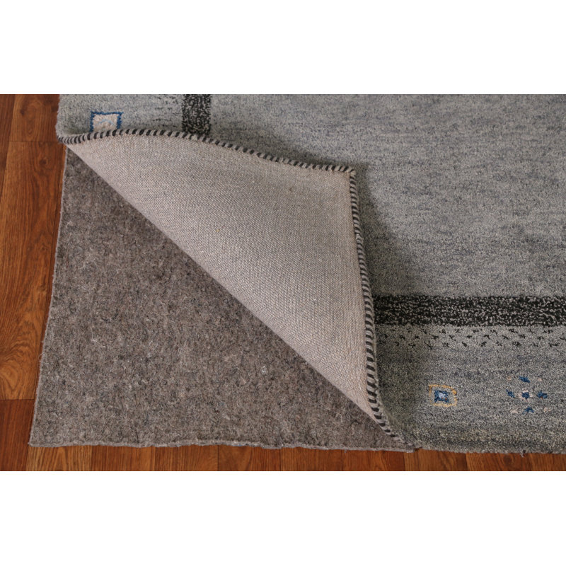 Tapis gris à motif géométrique Gabbeh