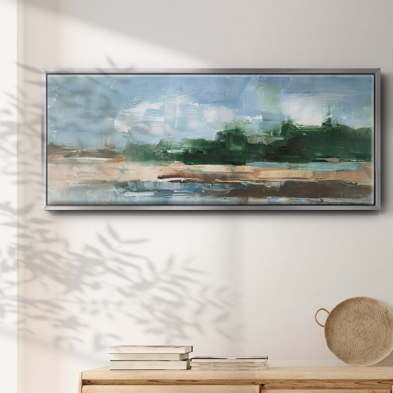 Toile encadrée de qualité supérieure Tropical Shore I - prête à être accrochée, H 20 po x l 50 po x P 1,5 po