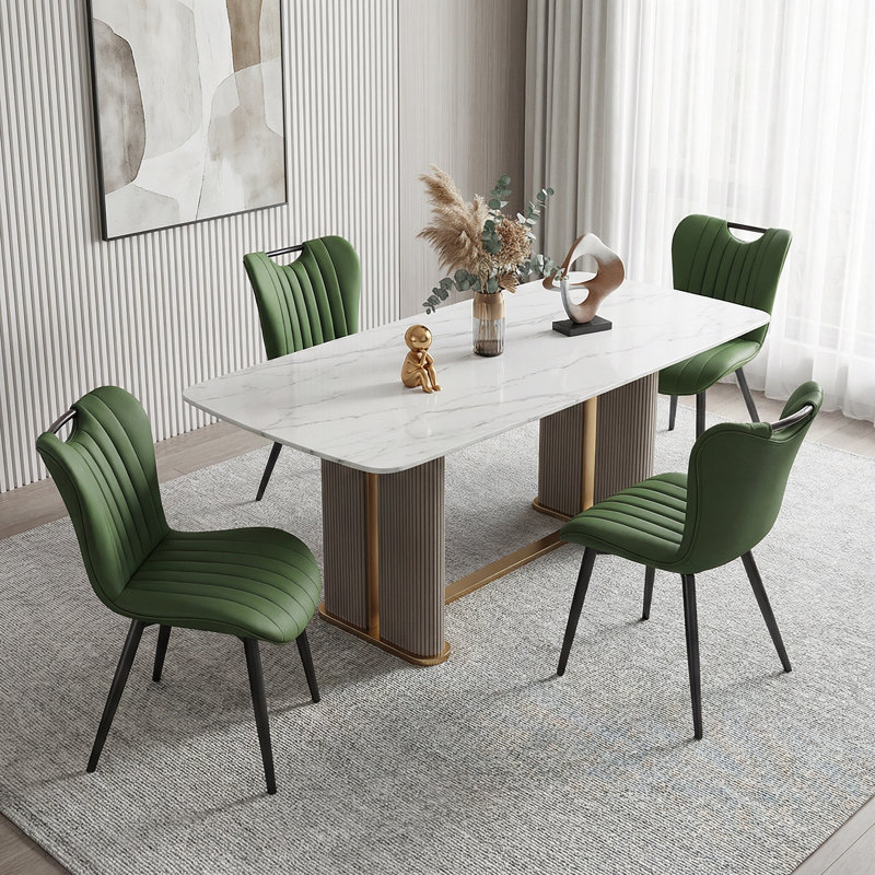Chaises de salle à manger rembourrées Modern Modern, Vert