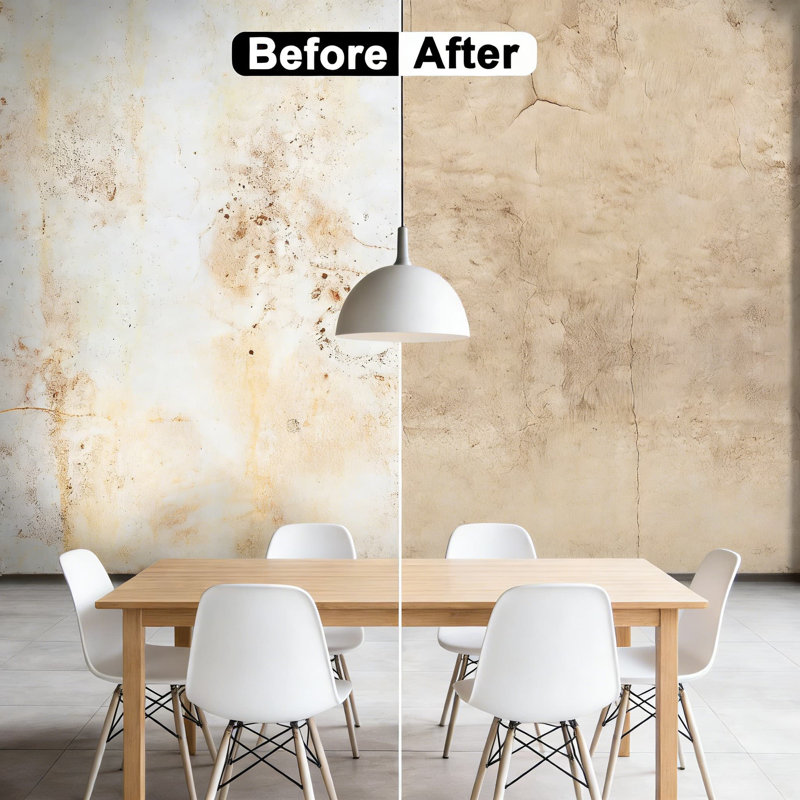 Papier peint beige en béton - papier de contact texturé 3D auto-adhésif et amovible pour les murs, imperméable et résistant à l'huile, application facile, utilisation polyvalente
