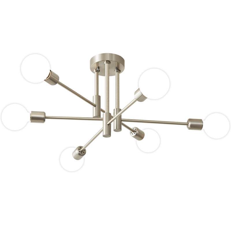 Plafonnier encastré cylindrique Spoutnik à 6 lumières de 25,2 po Sevin, Nickel
