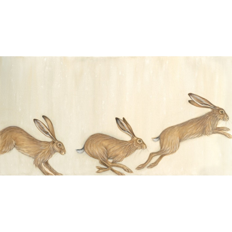 Bounding Hares Print by Bigsby, Bella, Oak Single Picture Framed