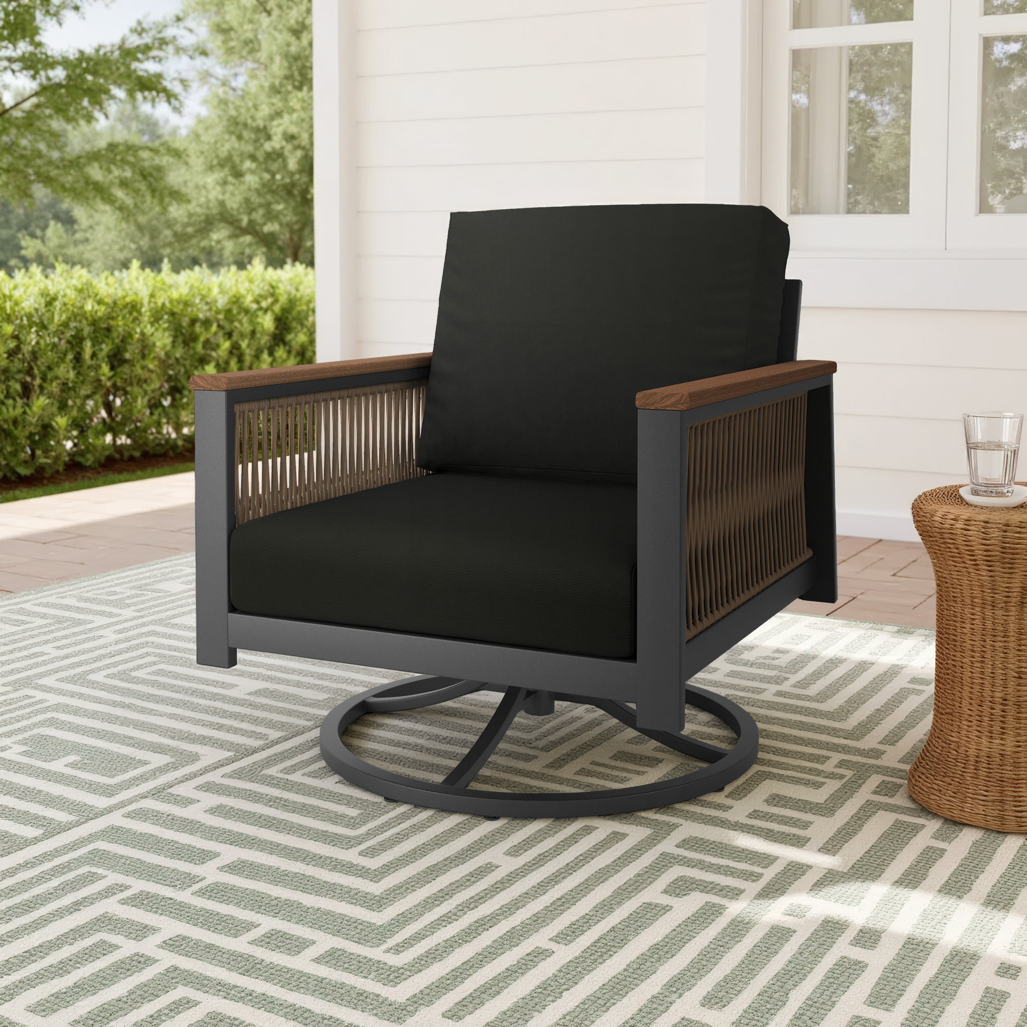 Townsend Patio Chair with Sunbrella® Cushions, Canvas Black Sunbrella® Canvas