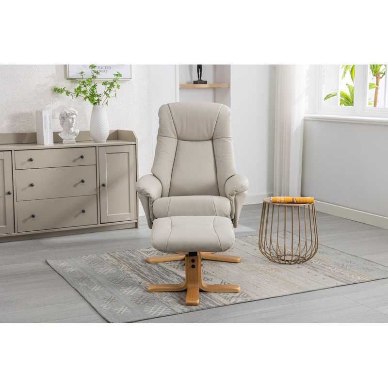 Asawer 76cm Wide Swivel Standard Recliner, Beige