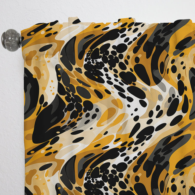 Opulen léopard noir et jaune - Rideau abstrait - Velours obscurcissant - 1 panneau, L 52 po x L 63 po