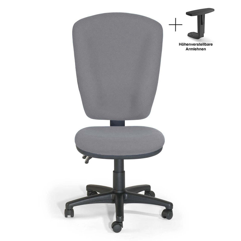 Polyester Blend Office Chair, Grey/Brown/Blue, No armrests