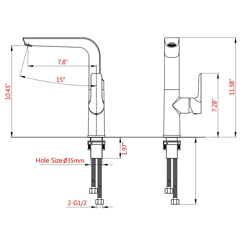 PROOX Kitchen Faucet, Brushed Nickel