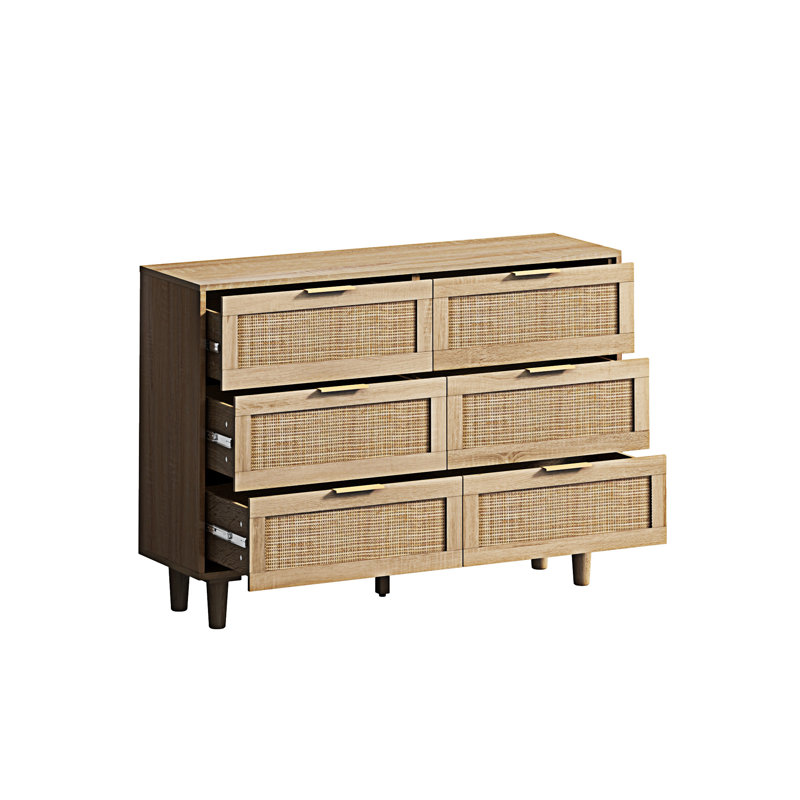 Armoire de rangement 6 tiroirs, H 29,58 po x l 59,11 po x P 15,8 po, Naturel