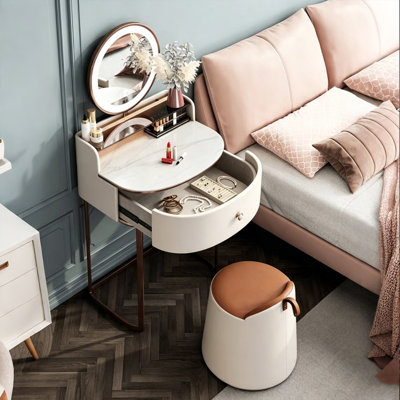 Pine Solid Wood and Stainless Steel Vanity with Mirror and Seat