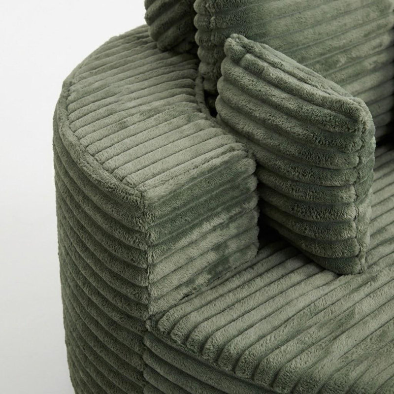 Fauteuil demi-tonneau en velours côtelé 55 po, Vert