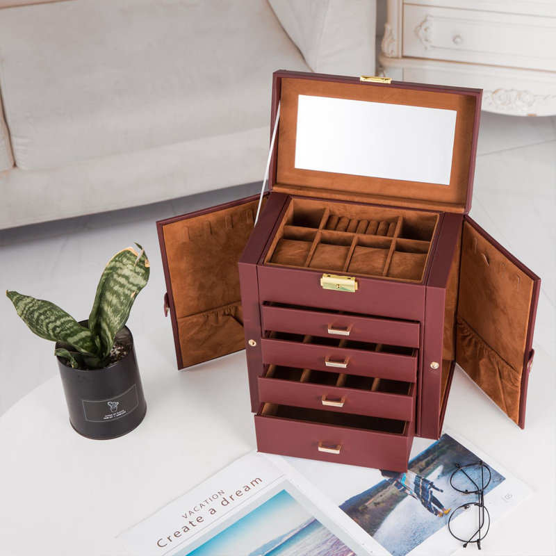 Boîte à bijoux en cuir