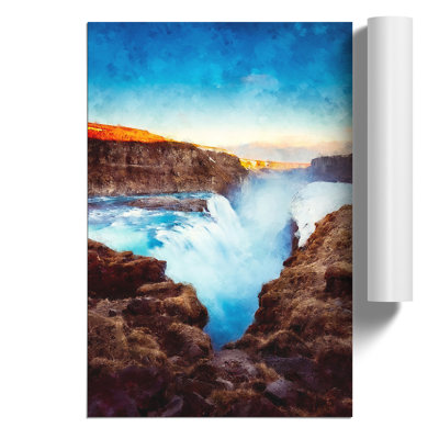 A Waterfall in Iceland - Unframed Painting