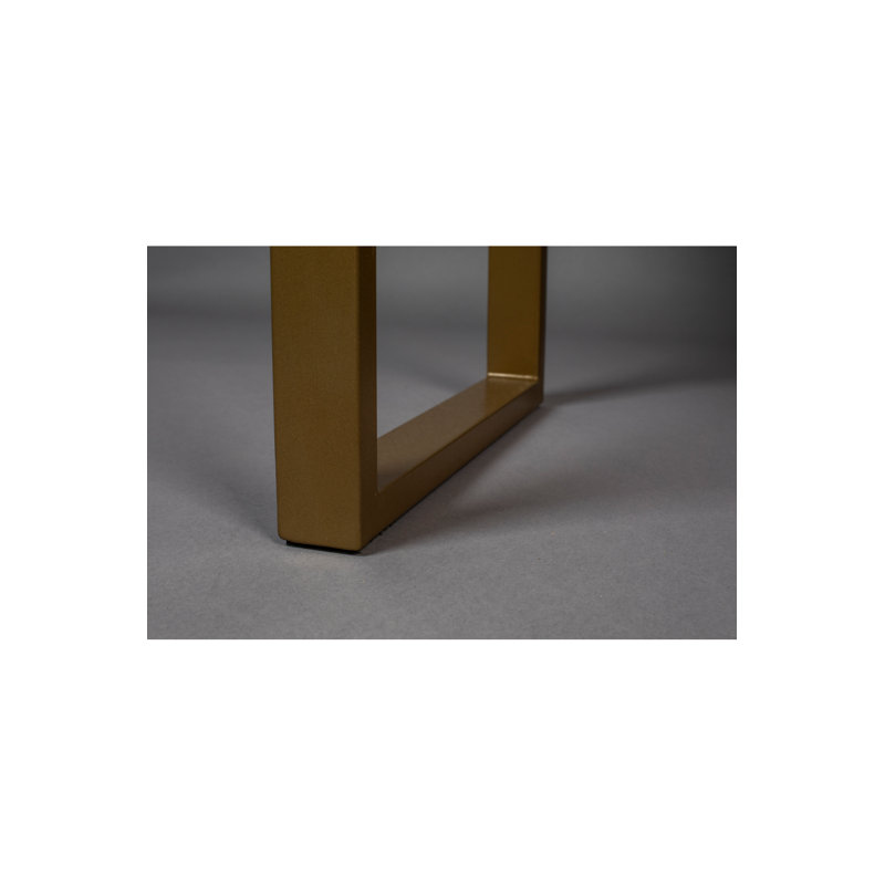 Antique Brass and Brown Hand-Hammered Metal Console Table with Storage