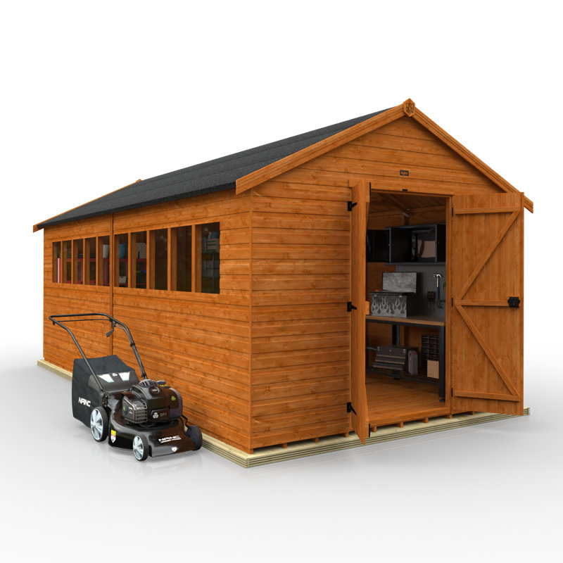 10 ft. W x 18 ft. D Solid Wood Shiplap Apex Garden Shed, 10 ft. W x 20 ft. D
