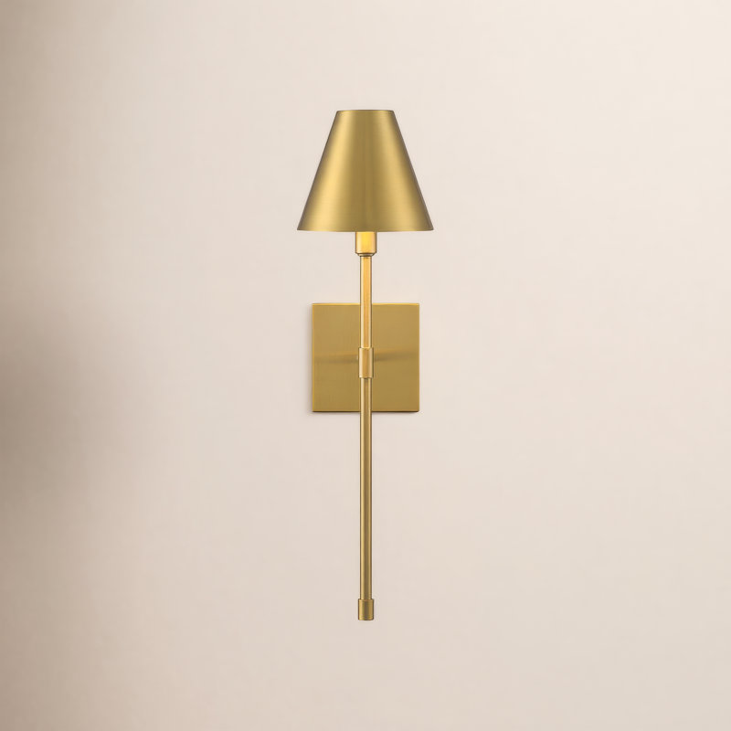Avonia 1-Light Steel Hardwired Wall Sconce, Brass