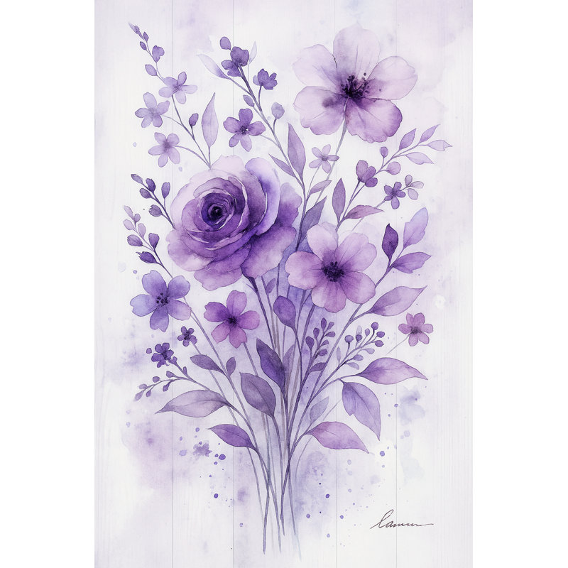 «Violet Blossom Elegance», art mural sur toile tendue
