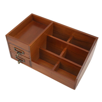 Organisateur de bureau en bois avec tiroirs - Organisateur rétro multi-couches pour le rangement de bureau