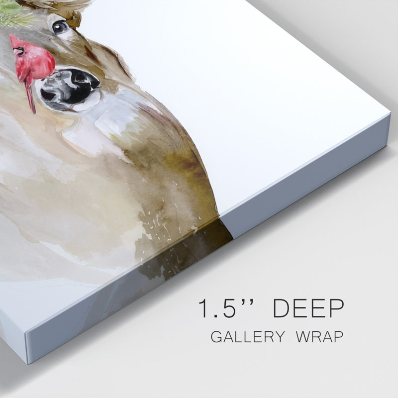 «Holiday Deer II» sur toile, H 36 po x l 24 po x P 1,5 po