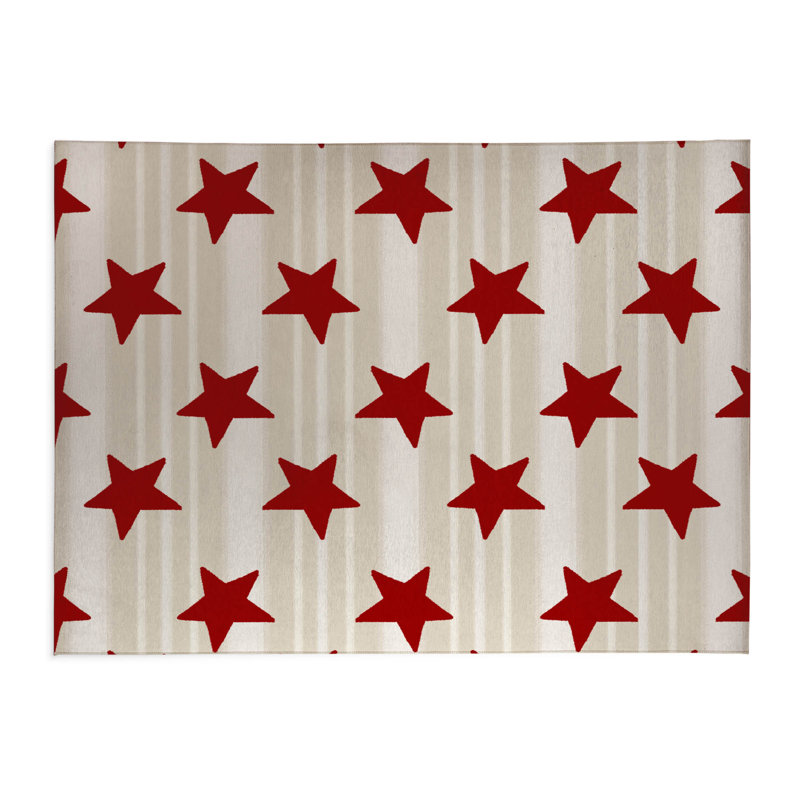 Tapis de cuisine à profil bas Stars & Stripes, Rectangle 4pi x 6 pi, Neutre / rouge