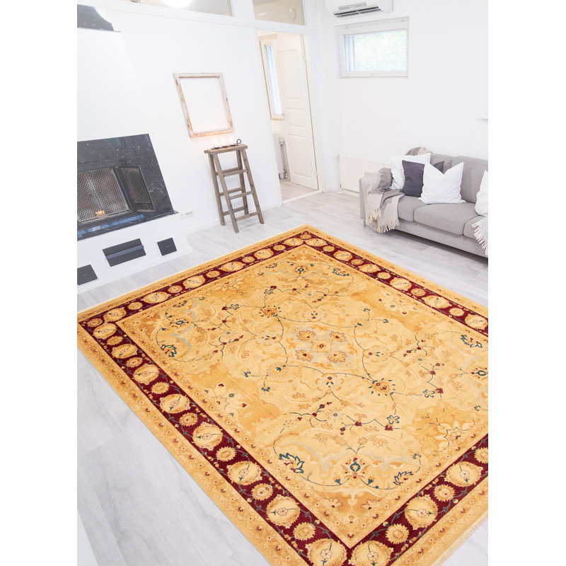Tapis unique en laine noué à la main kaki persan 10 pi x 13 pi 6 po Nouvel Âge