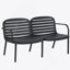 Causeuse d'extérieur en PP, structure noire avec coussin beige-1275173291