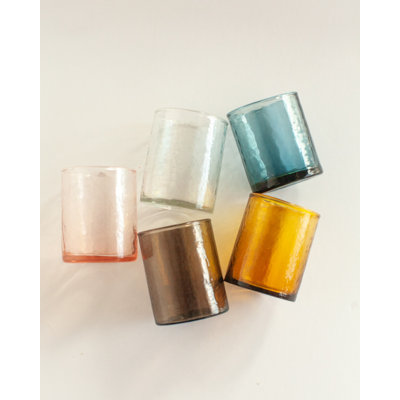 Recycled hammered small glasses S/4 - Amber