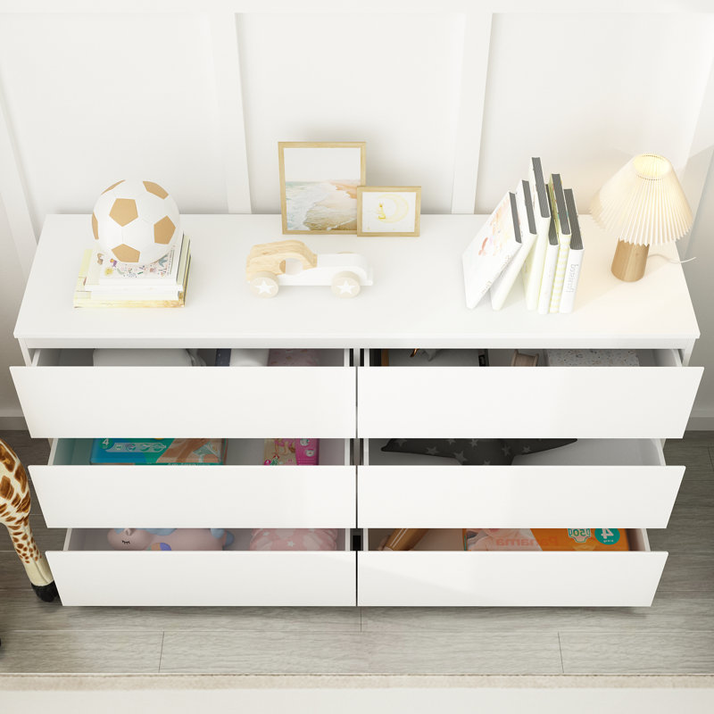 Minimalist 6 Drawer Closet Island, White