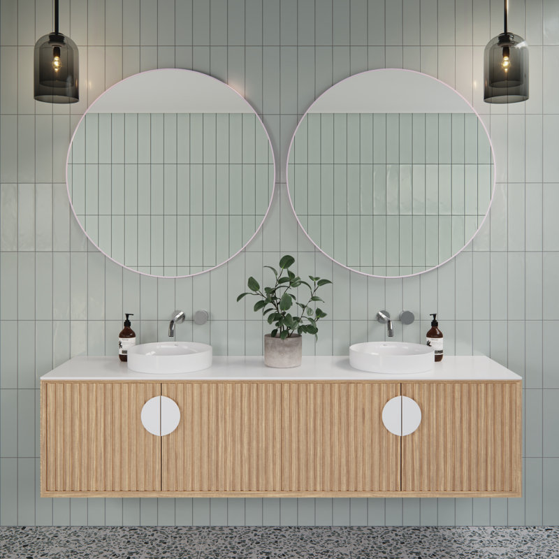 Leia 20 in. Round Mirror, Pink