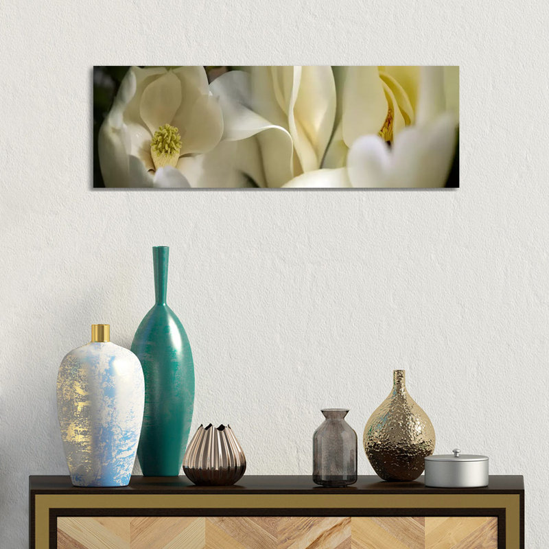 Magnolia Flowers - Wrapped Canvas Panoramic Print, 30.48 cm H x 91.44 cm W x 1.91 cm D