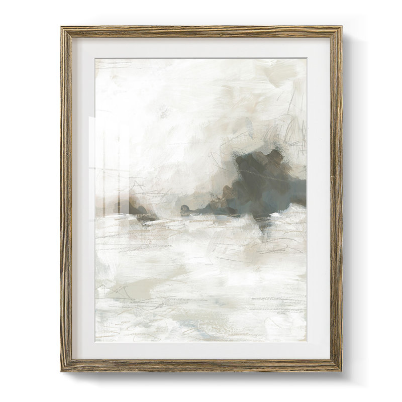 Horizon Break II - reproduction de cadre photo unique, Blanc, Toile avec cadre noyer, H 20 po x l 16 po