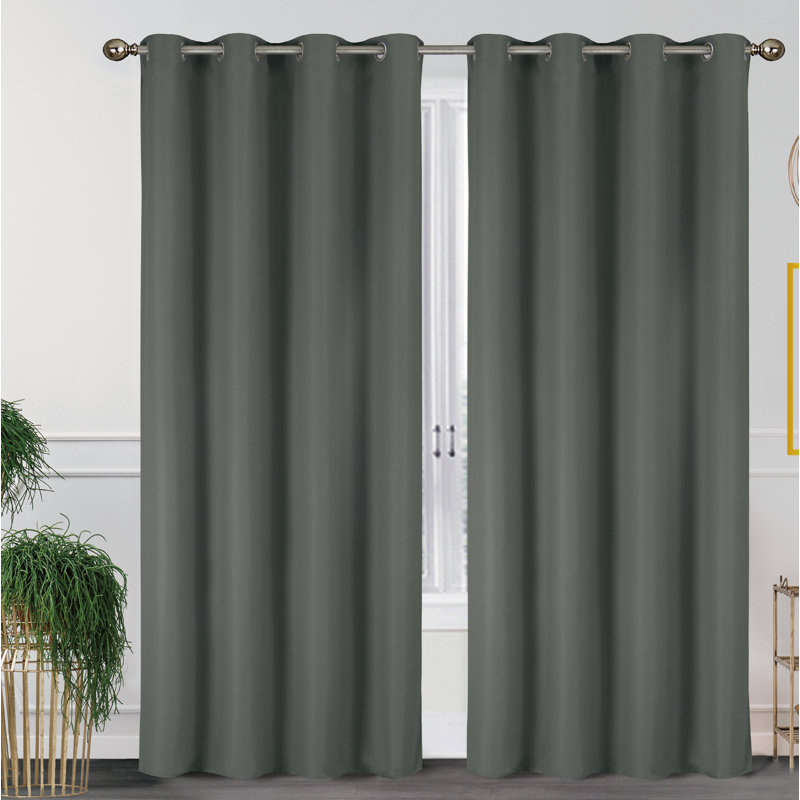 Paire de rideaux occultant avec œillets 54 po x 84 po, Gris foncé, L 54 po x L 84 po