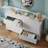 59" W 6-Drawer Wooden Dresser with Elegant Double Handles for Bedroom, Modern Large Storage Organizer with Solid Legs, White Chest of Drawers for Living Room, Hallway-2098098926