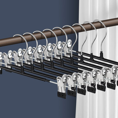 14Inch Metal Pants Hangers with Clips 20 Pack Adjustable Skirt Hangers Non-Slip Trousers Hanger for Jeans Clothes Hangers for Pants Heavy Duty Space Saving Shorts Hangers