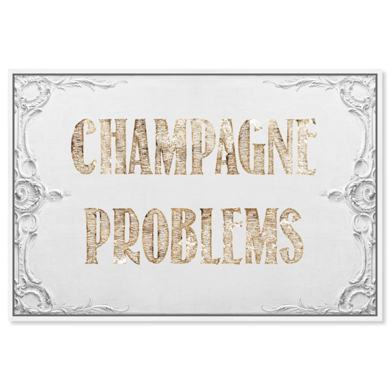 Champagne Problems - Floater Frame, impression, L 15 po x H 10 po, Cadre flottant blanc