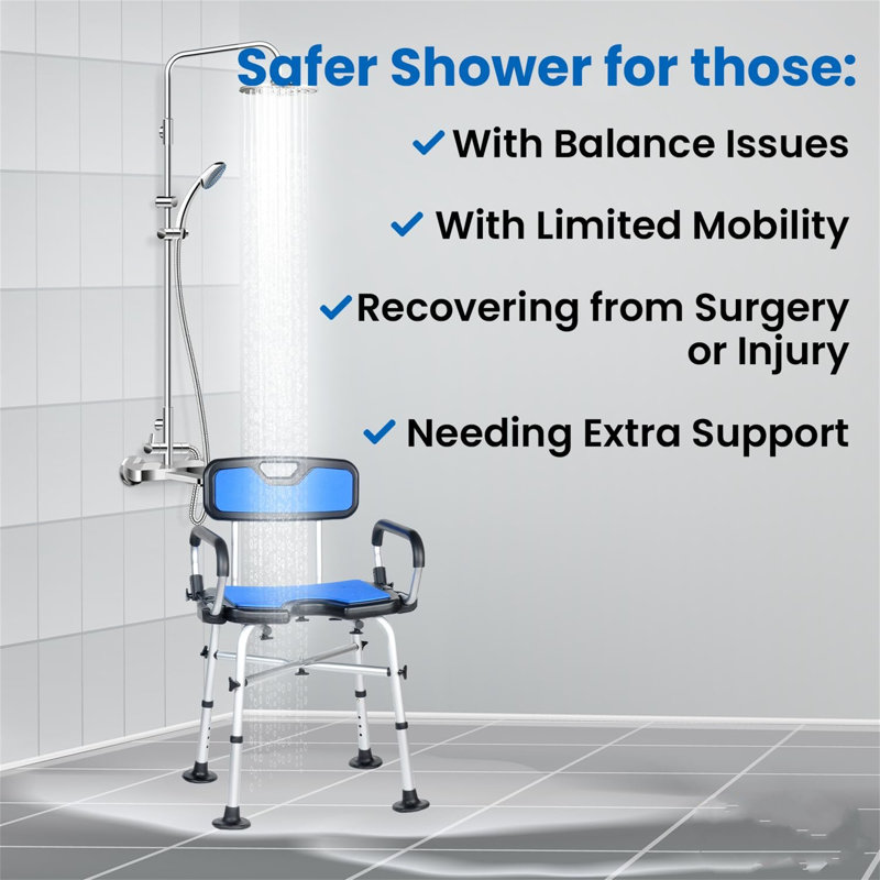 Moveable Armrests And Fixed Backrest Shower Chair