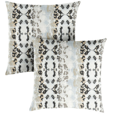 Mali Mineral Blue Indoor/Outdoor Animal Print Mineral Blue/Gray Square Throw Cushion Cover