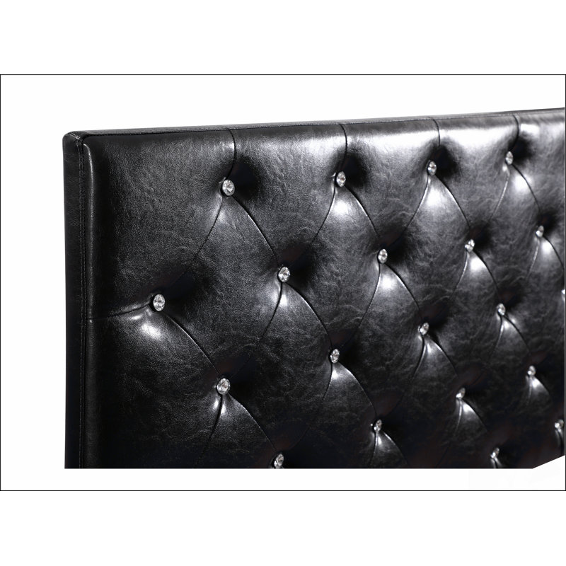modern bed Frame with headboard for bedroom, Queen, Black