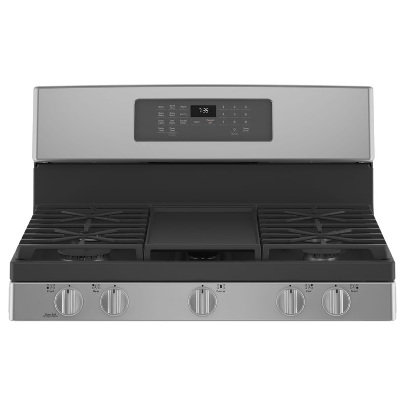 Cuisinière à gaz autoportante 30 po 5 pieds cubes avec plaque chauffante, Acier inoxydable